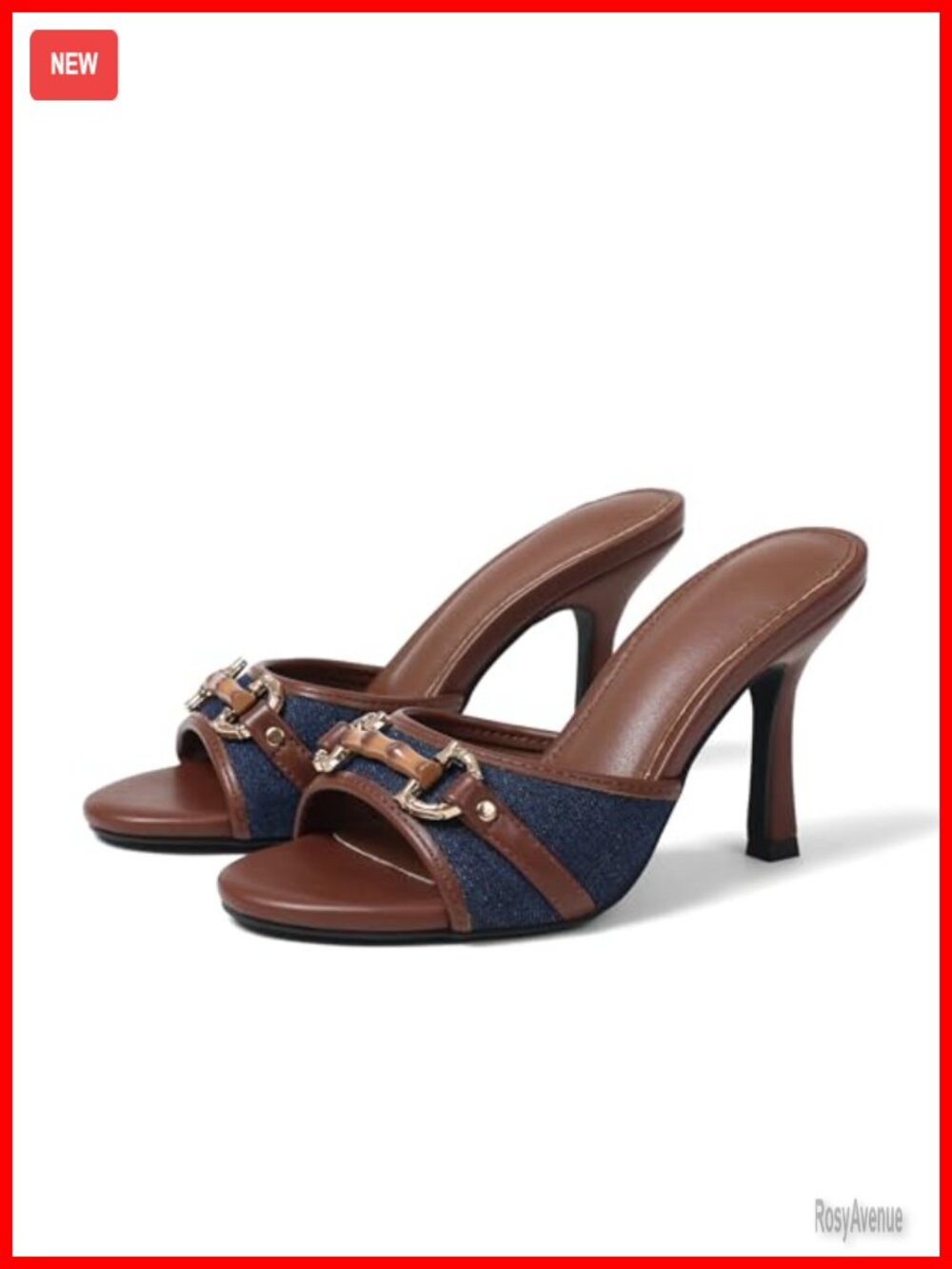 Women's Open Toe Kitten Heel Sandals Slip On Buckle High Heels